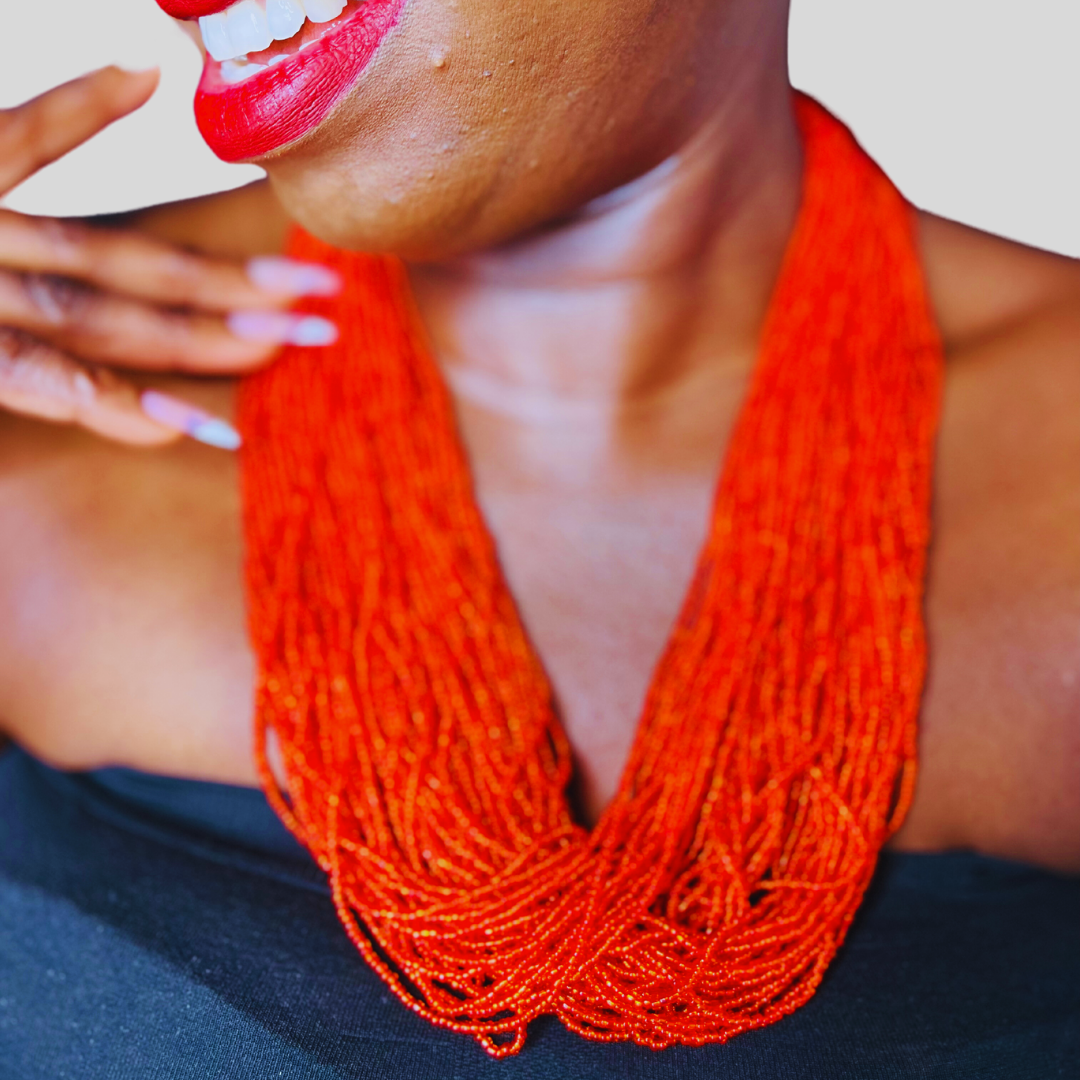 RED AFRICAN HANDMADE ACCESSORY (NECKLACE ONLY)